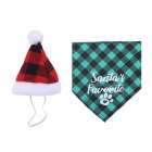 Pet Christmas Hat Plaid Saliva Towel Set Soft Comfortable Breathable Pet Costume Accessories For Cats Dogs No. 12 suit One size fits all
