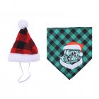 Pet Christmas Hat Plaid Saliva Towel Set Soft Comfortable Breathable Pet Costume Accessories For Cats Dogs No. 9 Suit One size fits all