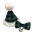 Pet Christmas Hat Plaid Saliva Towel Triangle Scarf Bow Tie