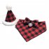 Pet Christmas Hat Plaid Saliva Towel Triangle Scarf Bow Tie Green Plaid Hat Bow Tie Set