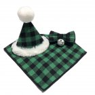 Pet Christmas Hat Plaid Saliva Towel Triangle Scarf Bow Tie