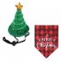 Pet Christmas Hat Triangle Scarf Set Fashion Dress Up Clothes Suitable for Christmas Birthday Parties Green Plaid Suit
