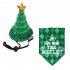 Pet Christmas Hat Triangle Scarf Set Fashion Dress Up Clothes Suitable for Christmas Birthday Parties Green Plaid Suit