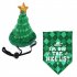 Pet Christmas Hat Triangle Scarf Set Fashion Dress Up Clothes Suitable for Christmas Birthday Parties Green Plaid Suit