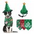 Pet Christmas Hat Triangle Scarf Set Fashion Dress Up Clothes Suitable for Christmas Birthday Parties Green Plaid Suit