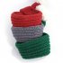 Pet Christmas Knitted Scarf with Fuzzy Pompom Winter Warm Scarf Neck Warmer Bandana Small Grey