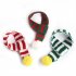 Pet Christmas Knitted Scarf with Fuzzy Pompom Winter Warm Scarf Neck Warmer Bandana Small Grey