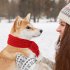 Pet Christmas Knitted Scarf with Fuzzy Pompom Winter Warm Scarf Neck Warmer Bandana Small Green