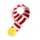 Pet Christmas Knitted Scarf with Fuzzy Pompom Winter Warm Scarf