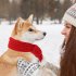 Pet Christmas Knitted Scarf with Fuzzy Pompom Winter Warm Scarf Neck Warmer Bandana Small White Red
