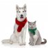Pet Christmas Knitted Scarf with Fuzzy Pompom Winter Warm Scarf Neck Warmer Bandana Small White Red