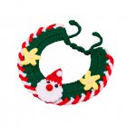 Pet Christmas Knitted Wool Collar Handkerchief With Bells Adjustable Soft Comfortable Plush Dress Up Pet Bandana Bib green M 25-30cm