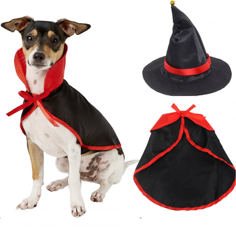 Pet Cloak Cape Hat Set for Cats Dogs Halloween Cosplay Accessaries S