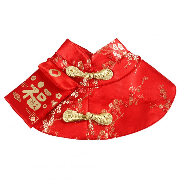 Pet Clothes New Year Cloak Chinese Tang Dynasty Costume with Red Envelope for Cat Dog red_S