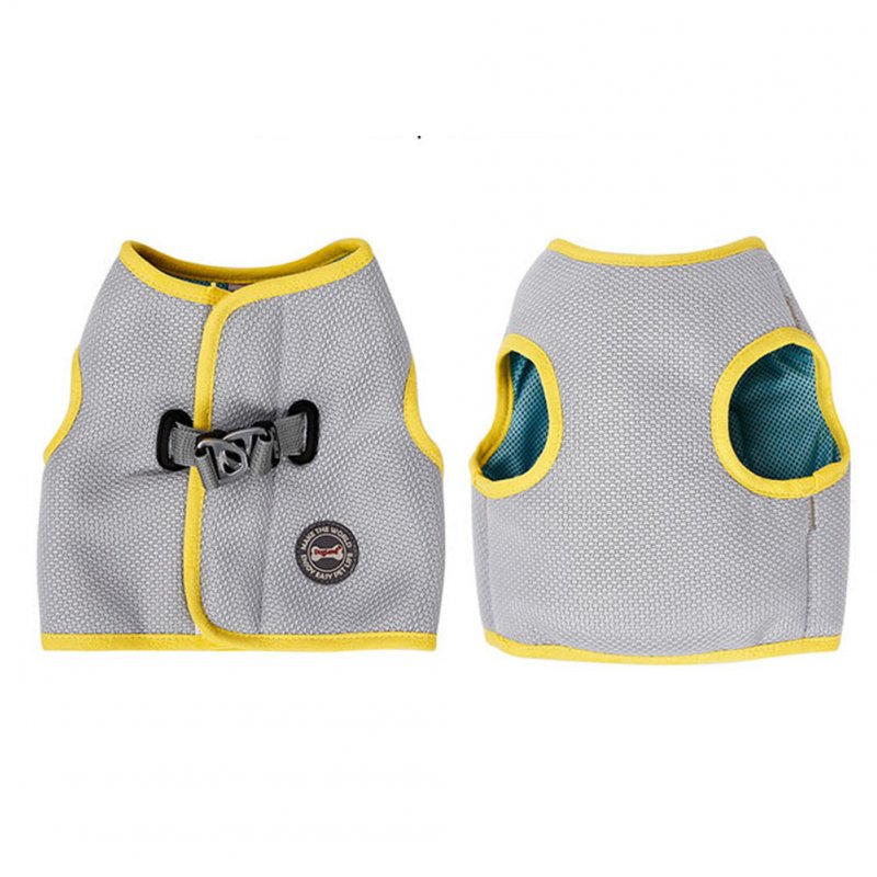 Pet Cooling Harness Summer Vest for Dog Puppy Outdoor Walking Gray yellow_2XL