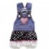 Pet Cute Loving Heart Designed Denim Suspender Skirt for Summer Wear