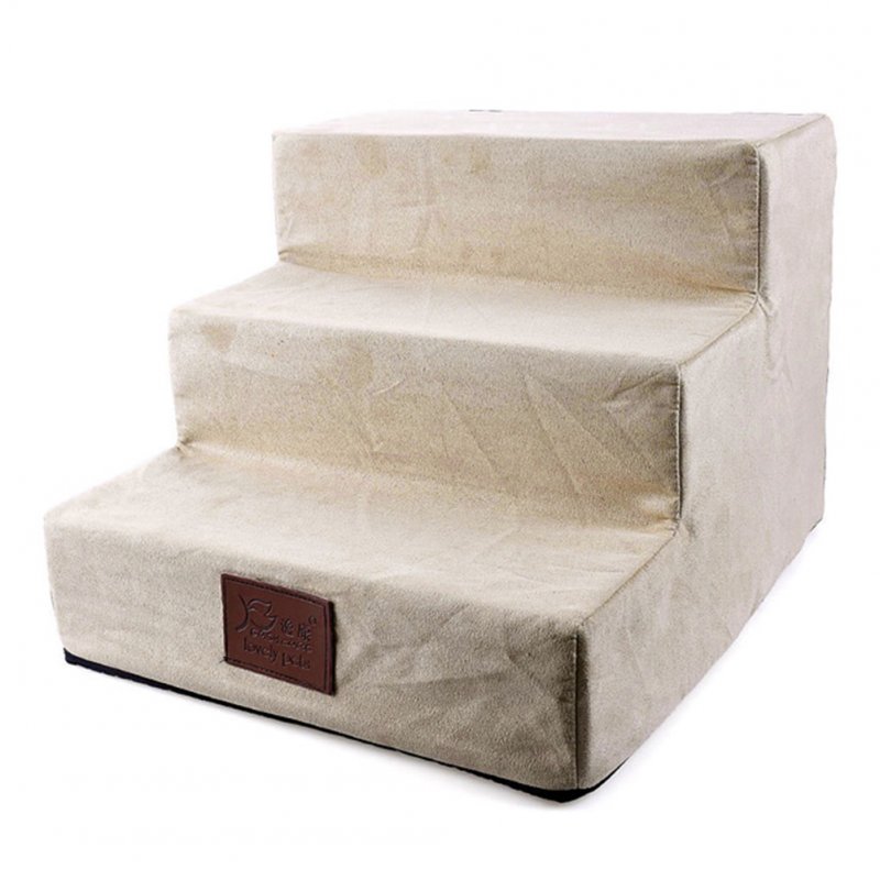 Pet Dog Cat 3 Steps Ladder Stairs Brown