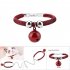 Pet Dog Cat Collar With Bell Adjustable Necklace Multicolor Neck Chain Pet Neck Accessories Pet Supplies White