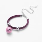 Pet Dog Cat Collar With Bell Adjustable Necklace Multicolor Neck Chain Pet Neck Accessories Pet Supplies pink