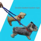 Pet Dog Leash One Drag Two Double End Rope Elastic Buffer Retractable Reflective Dog Rope Dog Collar blue