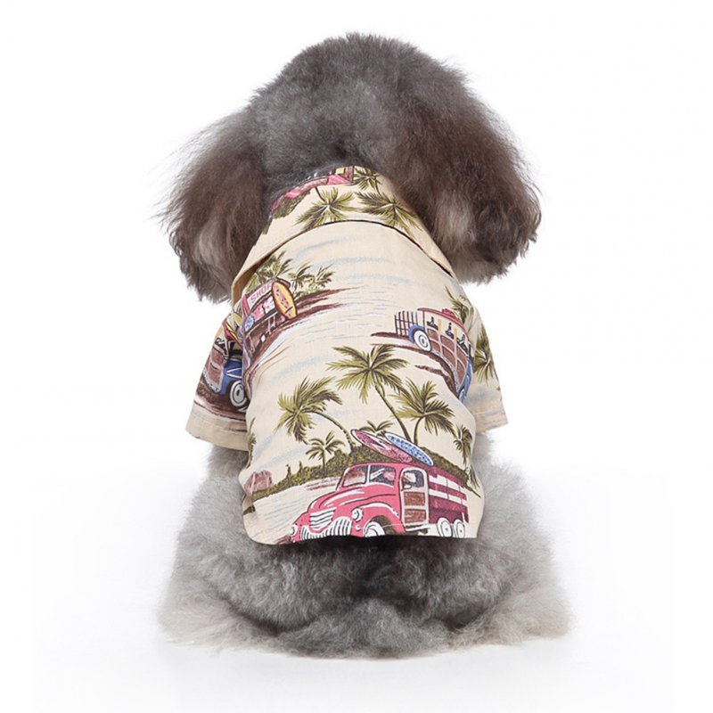 Pet Dog Shirts Clothes Summer Beach Shirt Vest Hawaiian Travel Blouse Beige_S