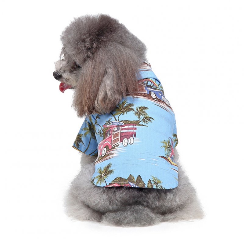 Pet Dog Shirts Clothes Summer Beach Shirt Vest Hawaiian Travel Blouse blue_M