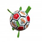 Pet Dog Soccer Toys With Rope Bite-resistant Chewing Toy Outdoor Multifunctional Interactive Training Toys red and white