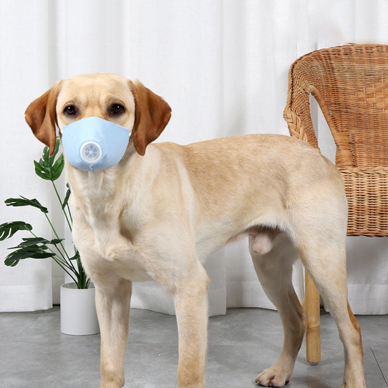 Pet Dog Soft Face Cotton Mouth Cover Respiratory Filter Anti-fog Haze Muzzle Face Guard Light blue_L