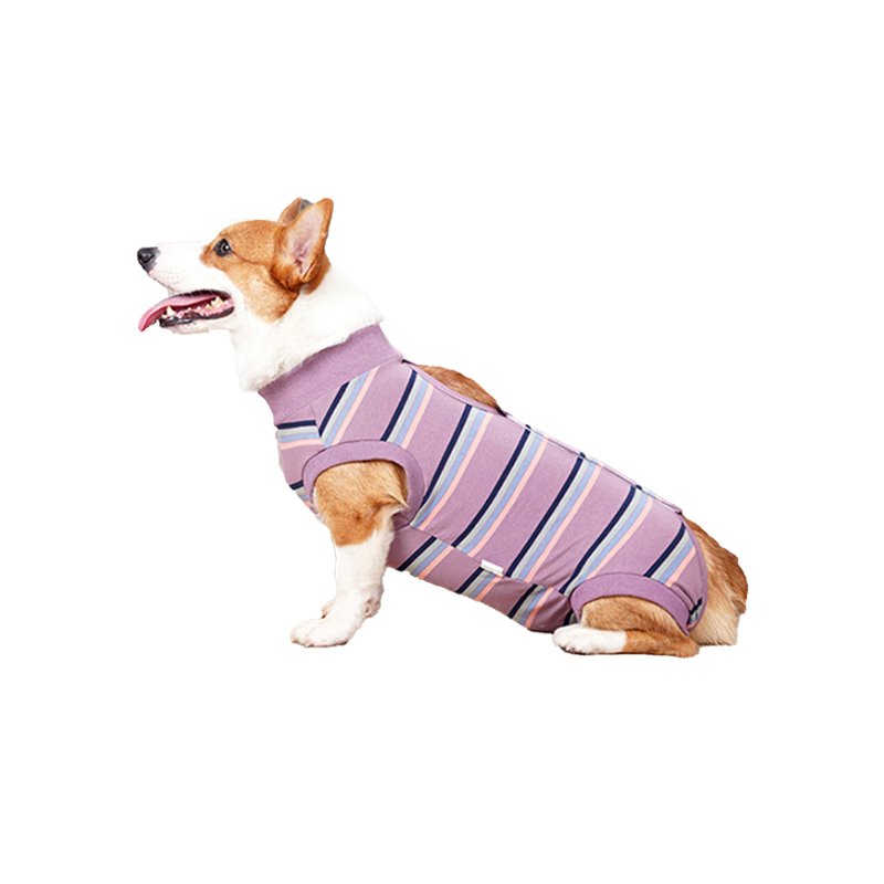 Pet Dog Striped Surgery Recovery Suit Highly Elastic Comfortable Anti-licking Alternative Abdominal Wounds Bandages wine red strip XXL