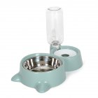 Pet Dual-bowls Automatic Food Feeder Water Fountain No-Wet Mouth for Dog Cat Dispenser blue_L