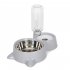 Pet Dual bowls Automatic Food Feeder Water Fountain No Wet Mouth for Dog Cat Dispenser gray L