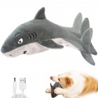 Pet Electric Usb Interface Toy Squeaky Soft Short Plush Motion Activated Shark Toy For Dog Cat Grey