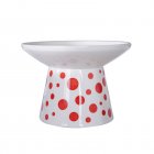 Pet Feeding Bowls With Polka Dots Pattern Neck Protection Anti Vomiting Stress Free Ceramic Bowl Food Dispenser red