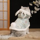Pet Flannel Warm Cloak with Buttons Design Double-layer Pet Coat Clothes