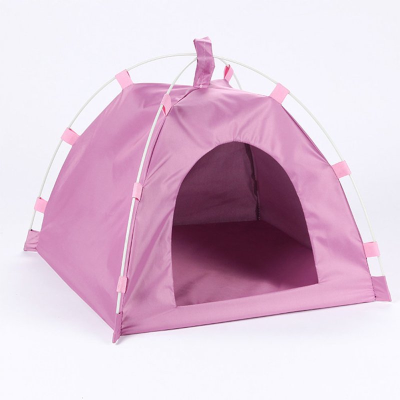 Pet Folding Sleeping Tent with Bed Mat Waterproof Detachable Pet Tent Four-corner Tent for Pet Outdoor Travel Supplies  Pink_40*40*38