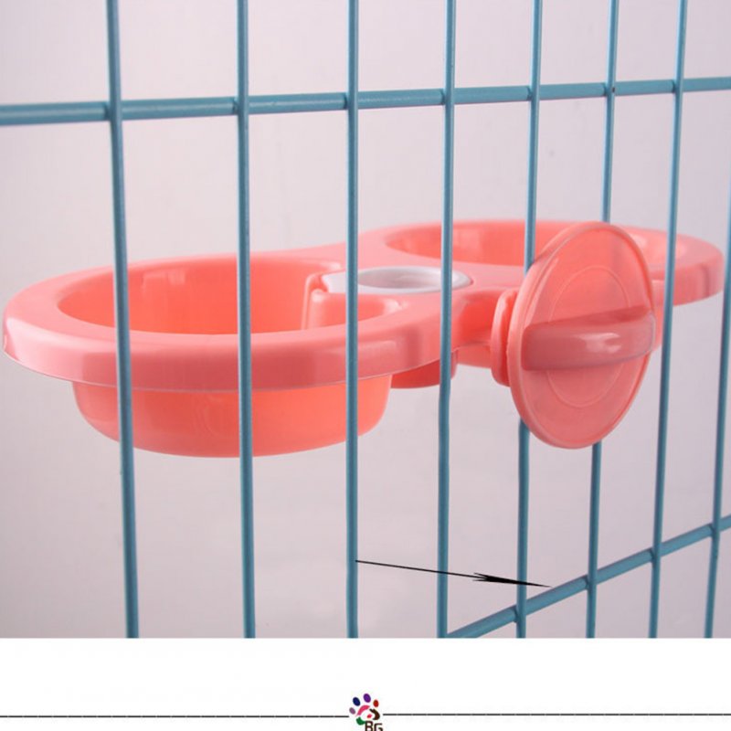 Pet Hanging Double Bowl Drinking Fountain Feeding Bowl for Dogs Rose Red_L: 29.5*15*4.5CM