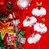 Pet Lace Christmas Hat Headdress Adjustable Drawstring Design Elk White Ball Cap