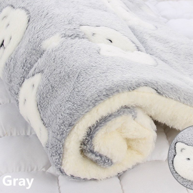 Pet Mat Thickening Warm Autumn Winter Cat Dog Blanket Anti-slip Cushion Grey bear head_1# 32*25cm