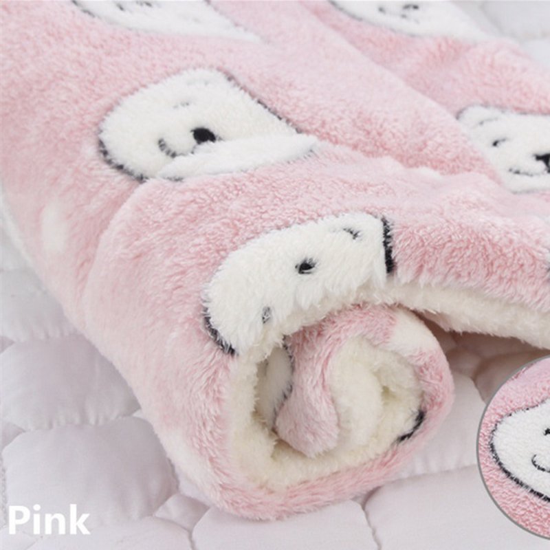Pet Mat Thickening Warm Autumn Winter Cat Dog Blanket Anti-slip Cushion Pink bear head_1# 32*25cm