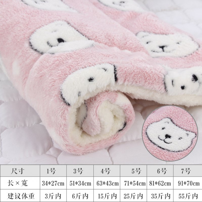 Pet Mat Thickening Warm Autumn Winter Cat Dog Blanket Anti-slip Cushion Pink bear head_4# 61*41cm