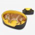 Pet Nest  Wrapped Two color Washable 3D Spring Comfortable Cat and Dog Kennel with Mat Black yellow nest S  49cm 35cm 