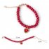 Pet Pearl Necklace With Heart shaped Diamond Pendant Cat Jewelry With Safety Buckle For Small Medium Dogs red One size fits all