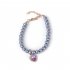 Pet Pearl Necklace With Heart shaped Diamond Pendant Cat Jewelry With Safety Buckle For Small Medium Dogs red One size fits all