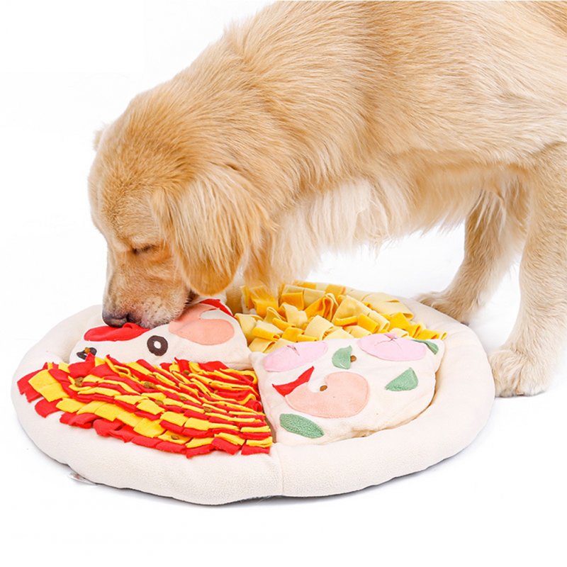 Pet Pizza Shape Snuffle  Mat For Dogs Nosework Feeding Blanket Puzzle Toy apricot_50*50*5cm