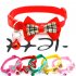 Pet Plaid Bowknot Collar for Cat Dog Adjustable Collar with Bell  Pink 1 0