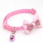 Pet Plaid Bowknot Collar for Cat Dog Adjustable Collar with Bell  Pink 1 0