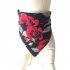 Pet Rose Printing Collar Tie Strap Cotton Scarf Saliva Towel for Cat Dog Wear Black Neck circumference 25 48CM
