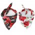 Pet Rose Printing Collar Tie Strap Cotton Scarf Saliva Towel for Cat Dog Wear White Neck circumference 25 48CM