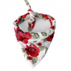 Pet Rose Printing Collar Tie Strap Cotton Scarf Saliva Towel for Cat Dog Wear White Neck circumference 25 48CM