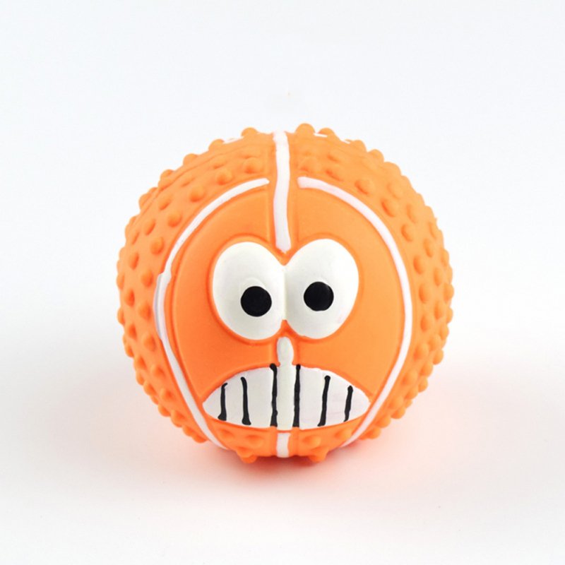 Pet Smile Latex Ball Sounding Toy Squeak Ball Teeth Cleaning Toy Pets Interactive Play Supplies Orange 8cm